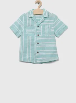 United Colors of Benetton camasa de bumbac pentru copii culoarea turcoaz