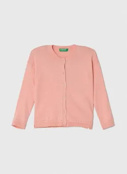 United Colors of Benetton cardigan copii culoarea roz, light