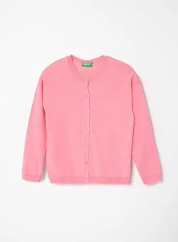 United Colors of Benetton cardigan copii culoarea roz, light
