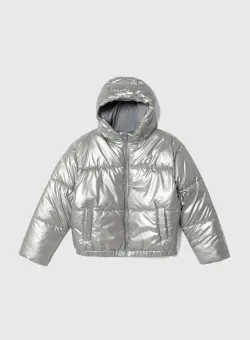 United Colors of Benetton geaca copii culoarea argintiu