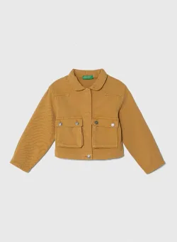 United Colors of Benetton geacă din denim pentru copii culoarea galben