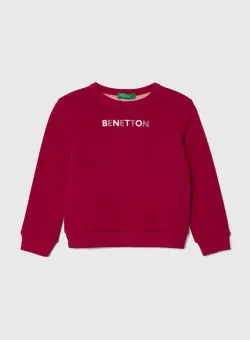 United Colors of Benetton hanorac de bumbac pentru copii culoarea roz, cu imprimeu