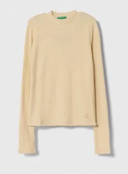 United Colors of Benetton longsleeve copii culoarea bej