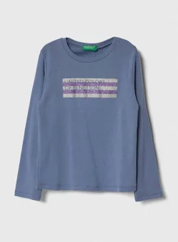 United Colors of Benetton longsleeve din bumbac pentru copii