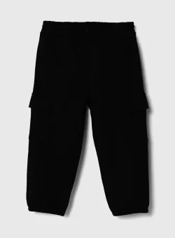 United Colors of Benetton pantaloni de trening pentru copii culoarea negru, neted