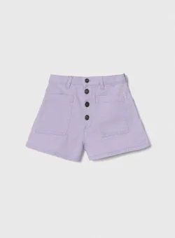 United Colors of Benetton pantaloni scurti din denim pentru copii culoarea violet, neted, talie reglabila