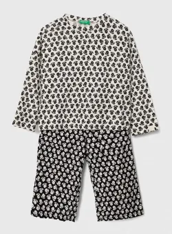 United Colors of Benetton pijamale de bumbac pentru copii culoarea bej, modelator