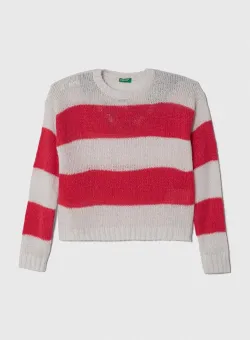 United Colors of Benetton pulover pentru copii din amestec de lana culoarea roz