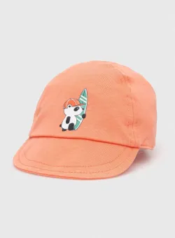 United Colors of Benetton șapcă din bumbac pentru copii culoarea portocaliu, cu imprimeu