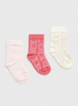 United Colors of Benetton sosete copii 3-pack culoarea roz