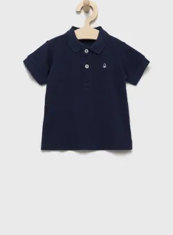 United Colors of Benetton tricouri polo din bumbac pentru copii culoarea albastru marin, neted