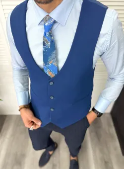 Vesta barbati eleganta albastra 11835
