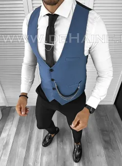 Vesta barbati eleganta slim fit bleu B8174 O6-6.2
