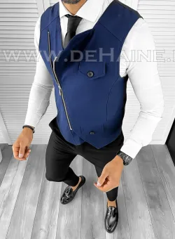 Vesta barbati eleganta slim fit bleumarin asimetrica B8068 103-4 E~