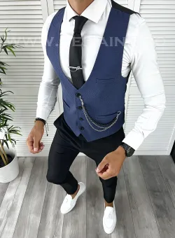 Vesta barbati eleganta slim fit bleumarin V64 E 140-3 M3-5.3