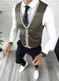 Vesta barbati eleganta slim fit maro V44 i6-5.3