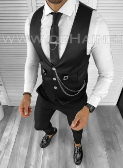 Vesta barbati eleganta slim fit neagra B8077 Q1-3