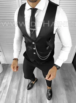 Vesta barbati eleganta slim fit neagra B8084 Q1-4