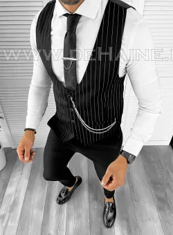 Vesta barbati eleganta slim fit neagra B8095 3-1