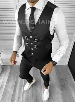 Vesta barbati eleganta slim fit neagra B8938 O5-4.3