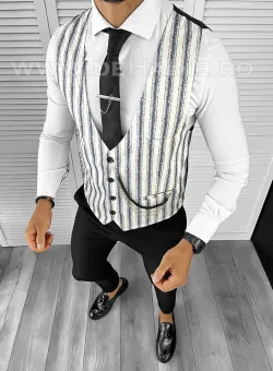 Vesta barbati slim fit cu imprimeu B8269 76-4 E