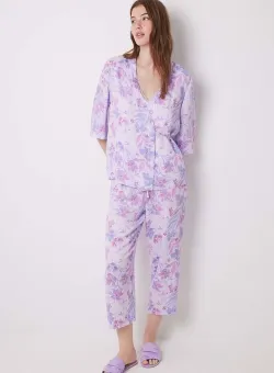 women'secret set de pijamale din 3 piese TRENDY BUTTERFLY culoarea roz, 3598070