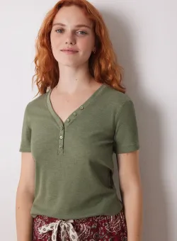 women'secret tricou de pijama MIX AND MATCH LOVE ACTUALLY culoarea verde, 3278432