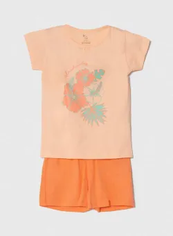 zippy pijamale de bumbac pentru copii 2-pack culoarea portocaliu, cu imprimeu