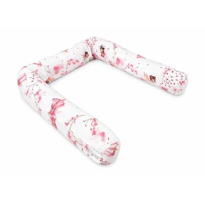 Aparatoare pentru patut, Qmini, Tip rulou, Cu husa detasabila, Lungime 180 cm, Din bumbac certificat Oeko Tex Standard 100, Fairy Pink