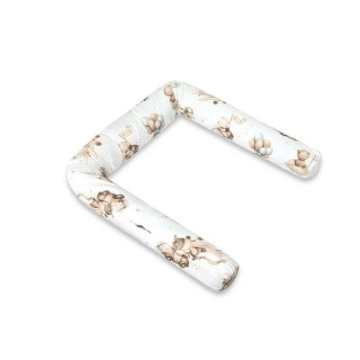 Aparatoare pentru patut, Qmini, Tip rulou, Cu husa detasabila, Lungime 180 cm, Din bumbac certificat Oeko Tex Standard 100, Teddy Explorer Beige