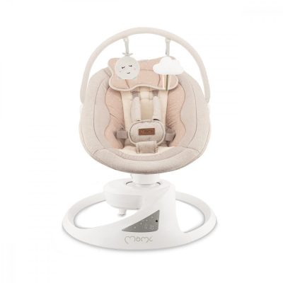 Balansoar electric pentru bebelusi Momi Pearl Beige cu sezut rotativ 360 grade