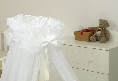 Baldachin din tul pentru patut bebe Sweet Dreams White 160 x 600 cm