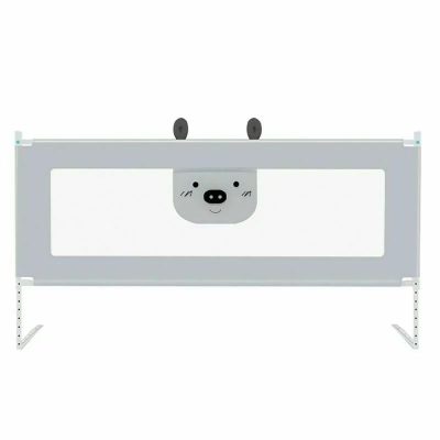 Bariera protectie pat, Primabobo, Bears, XXL, Culisanta, Cu inaltime reglabila 68-98 cm, 160 cm, Gri