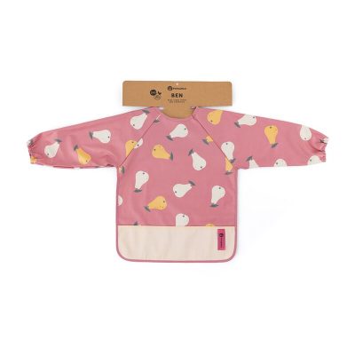 Baveta impermeabila PetiteMars cu maneci lungi 38x42 cm 24 luni+ Pink Pears