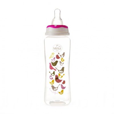 Biberon 250 ml si tetina silicon 3+ roz