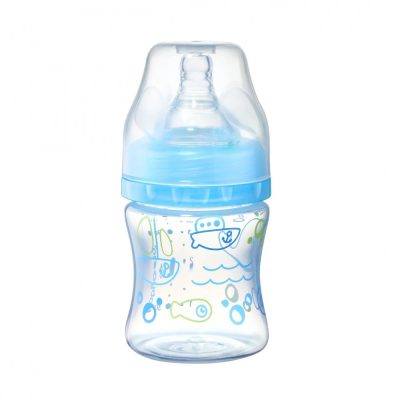 Biberon anti-colici cu tetina din silicon 120 ml 0 luni+ pesti