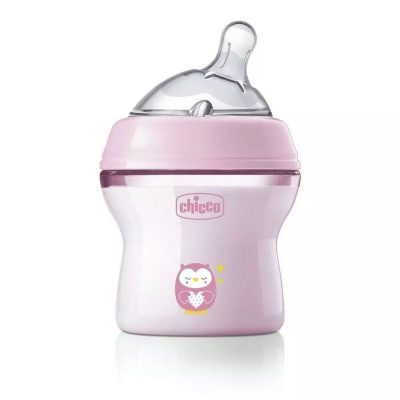 Biberon anticolici, Chicco, Natural Feeling, Plastic, Cu tetina Din silicon moale, Pentru hranire alternativa, Potrivit pentru nou-nascuti si sugari, Fara BPA, 150 ml, 0 luni+, Roz