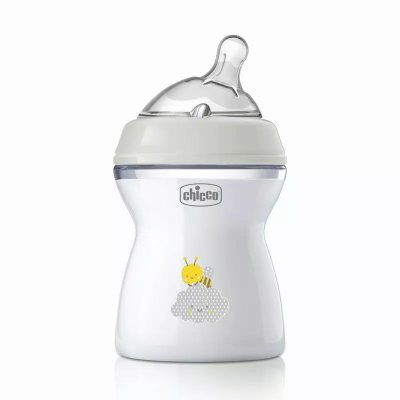 Biberon anticolici, Chicco, Natural Feeling, Plastic, Cu tetina Din silicon moale, Pentru hranire alternativa, Potrivit pentru nou-nascuti si sugari, Fara BPA, 250 ml, 2 luni+, Bej