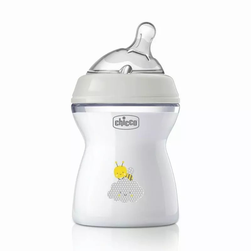 Biberon anticolici, Chicco, Natural Feeling, Plastic, Cu tetina Din silicon moale, Pentru hranire alternativa, Potrivit pentru nou-nascuti si sugari, Fara BPA, 250 ml, 2 luni+, Bej