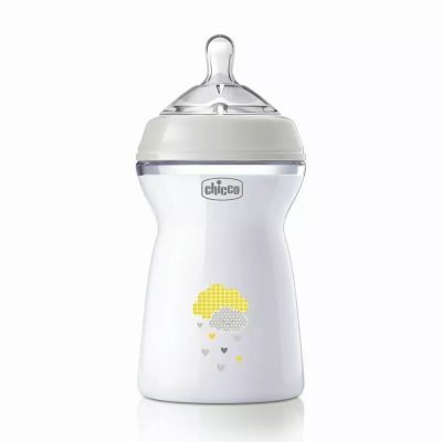 Biberon anticolici, Chicco, Natural Feeling, Plastic, Cu tetina Din silicon moale, Pentru hranire alternativa, Potrivit pentru nou-nascuti si sugari, Fara BPA, 330 ml, 6 luni+, Bej