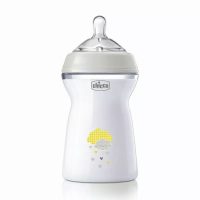 Biberon anticolici, Chicco, Natural Feeling, Plastic, Cu tetina Din silicon moale, Pentru hranire alternativa, Potrivit pentru nou-nascuti si sugari, Fara BPA, 330 ml, 6 luni+, Bej