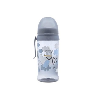 Biberon anticurgere cu clips si tetina lata, protejeaza gingiile, 6 luni+, 360 ml, My Friend Cameo Blue