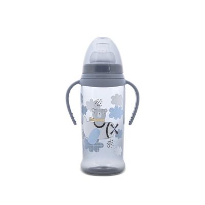 Biberon anticurgere cu manere, tetina lata, protejeaza gingiile, 6 luni+, 360 ml, My Friend Cameo Blue