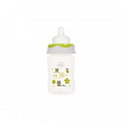 Biberon gat larg Minut Baby cu tetina silicon 150 ml verde