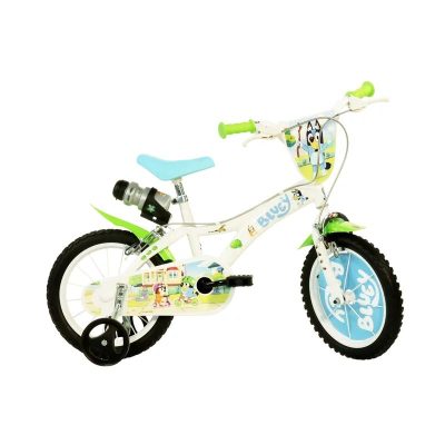 Bicicleta copii, Dino Bikes, Bluey, Roti ajutatoare, Suport cu sticla de apa, Cadru din otel, 14 inch, Pana la 115 cm, Blue