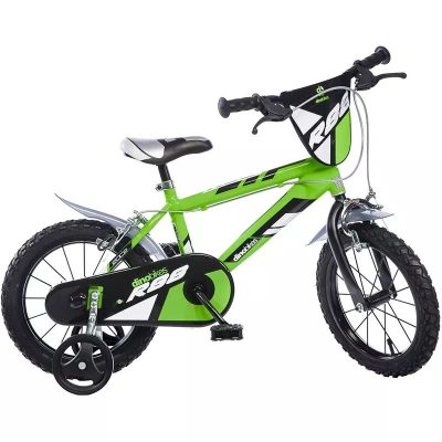 Bicicleta copii, Dino Bikes, R88, Cu roti ajutatoare, 14 inch, Cadru din otel, Pana la 115 cm, Green