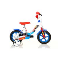 Bicicleta copii, Dino Bikes, Sport 108, Cu roti ajutatoare, 10 inch, Cadru din otel, Cu frana, Pana la 90 cm, Blue