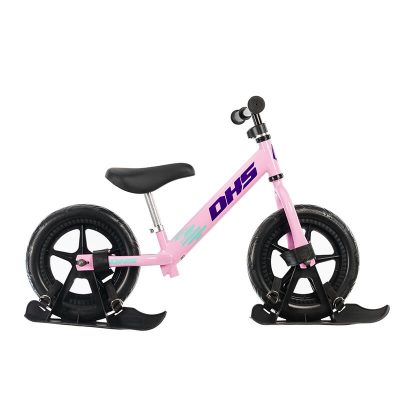 Bicicleta copii fara pedale Dhs Ride-on roz 12 inch, ajustabila pe inaltime, roti din spuma densa, de la 3 ani