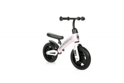 Bicicleta copii fara pedale Scout Air Pink de echilibru 10 inch, varsta 2-4 ani, roti cu camera si cauciuc, scaun reglabil pe inaltime de la 30 cm pana la 33 cm, maxim 25 de kg, ghidon reglabil in inaltime 49-51,5 cm