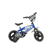 Bicicleta cu pedale, Dino Bikes, BMX, Cu roti ajutatoare, 12 inch, Pana la 105 cm, Blue